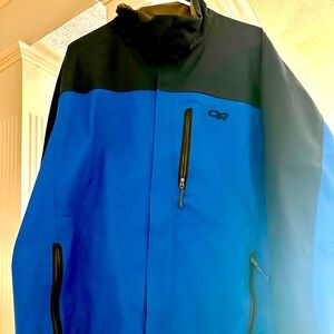 Outdoor Research lightweight jacket bright blue and navy